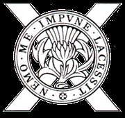 Cap Badge of The 52nd Lowland Volunteers . It reflected the Regiment 