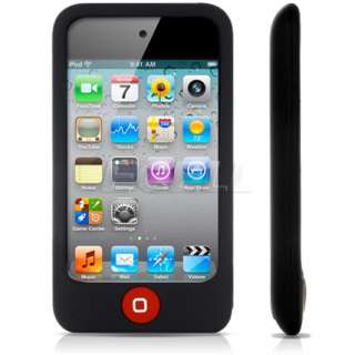 BLACK SILICONE SKIN GEL CASE COVER FOR iPOD TOUCH 4 4G  