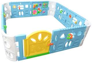 Block Style Interactive Baby Playpen with Door   Giant Size Playroom