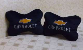 2PCS black car seat head plush Embroidered pillow for Chevrolet