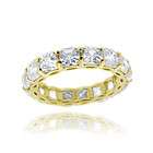 Gold over 925 Silver 5.85ct Asscher Cut CZ Eternity Wedding Band Ring