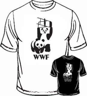 WWF Panda wrestling Tshirt Black/White S XXL  