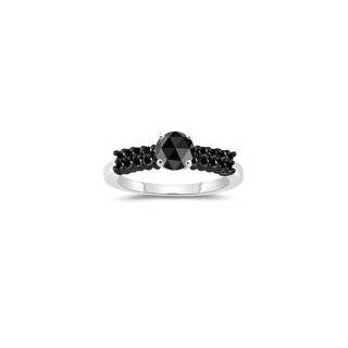   02 Cts Black Diamond Engagement Ring in 14K White Gold 9.0 Jewelry