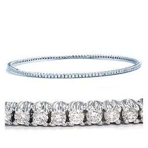    14K White Gold 1.60CT Diamond Bangle Cuff Bracelet Jewelry