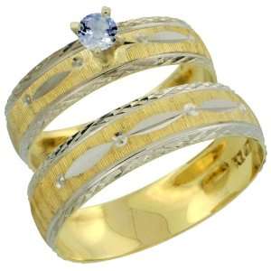 Gold 2 Piece 0.25 Carat Light Blue Sapphire Ring Set (Engagement Ring 