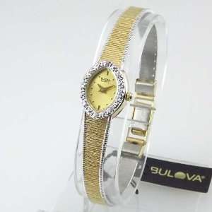  BULOVA Womens Two tone Oval Shaped Diamond Dress Watch 