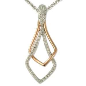  925 Sterling Silver & 14K Pink Gold Two Tone Pendant with 