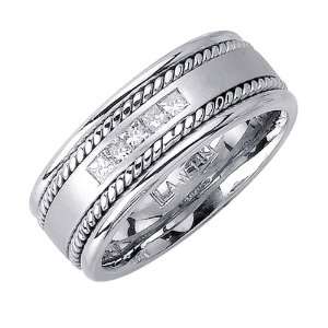  Beverly Diamonds Mens 14K WHITE GOLD DIAMOND WEDDING BAND RING 
