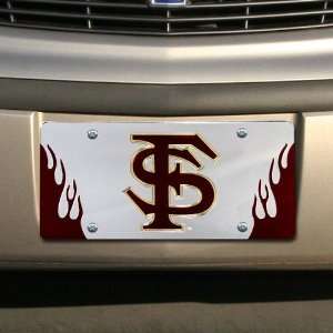   ) Silver Mirrored Flame License Plate 