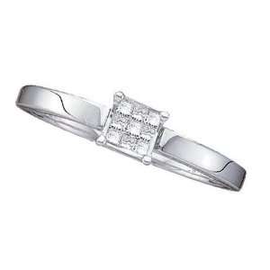  Princess Cut Diamonds 14K White Gold Wedding Engagement Band Ring 