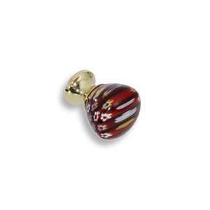   CKP Brand Glass Knob, Red w/ Fiber Optics, Gold Base