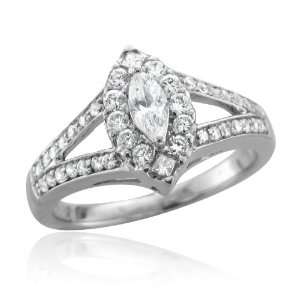   White Gold Marquise Diamond Engagement Ring Band (HI, I, 0.33 carat