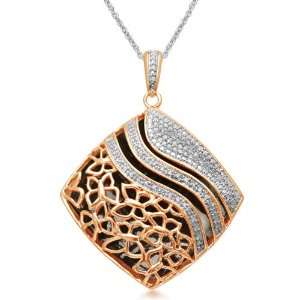  18k Rose Gold Plated Sterling Silver Pendant Necklace (1/4 