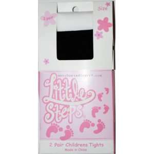 Little Steps, 2 Pair Children Tights, BLack & White, Large (Ages 8 