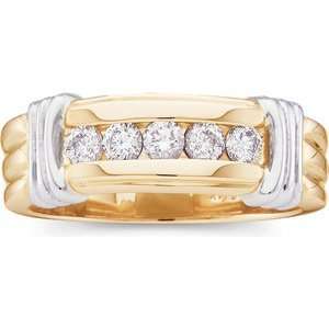 14K Yellow Gold Diamond Mens Ring Jewelry