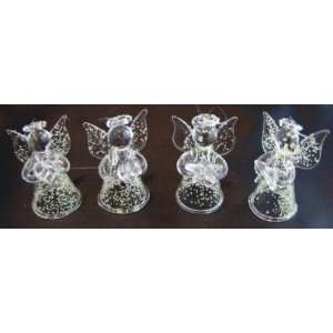 Set of 4 Glow in the Dark Glass Angel Christmas Ornaments  