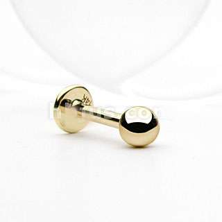 14K Solid Gold 16g 3mm Ball Lip Labret Body Jewelry  