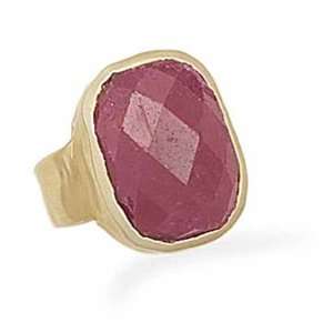   Cut Ruby Ring with 14 Karat Gold Plated Matte Finish Band Jewelry