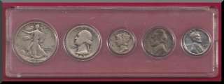 US 1943 War Coin Collection 5 Coins 90% Silver Bullion  