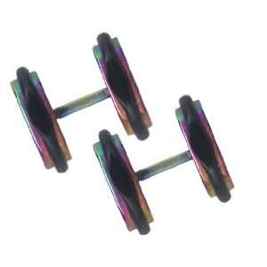  16 gauge Earrings Pair of Large Rainbow Stainless Steel Fake Gauge 