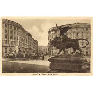 1930s Vintage Postcard Piazza della Borsa Naples Italy