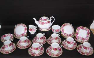   Old English Rose Tea Ware Teapot, Stand, Bowls,Trios, Milk,Sugar