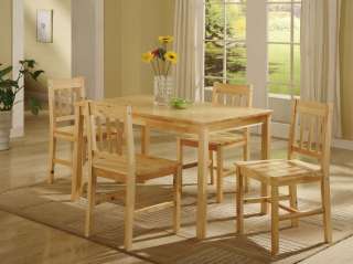 Natural Solid Pine Wood Kitchen Table and 4 Chairs  