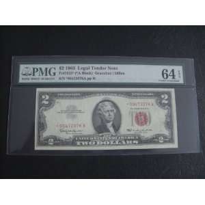  Red Seal 1963 $2 Star PMG 64 EPQ Two Dollar Bill Note 