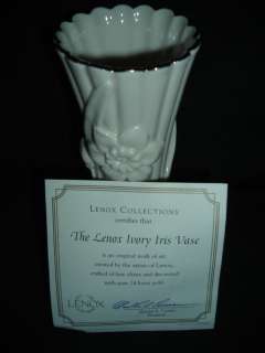 Lenox Ivory Daffodil Vase 24 Karat GOLD NEW Certificate  