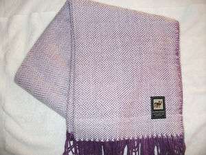   Soft Made In Peru Alpaca Blanket ~ 70 x 54 White & Purple Blend  