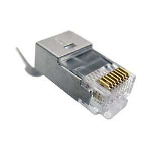  CAT6A 8x8 Shielded RJ45 Modular Plug, 3 Prong, for Round 
