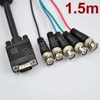   to 5 BNC Male RGBHV Extension Video HDTV 1.5m 4.9ft Cable New  