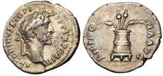 Antoninus Pius AR Denarius ANNONA AVG Modius 2 Poppies RIC 62b 