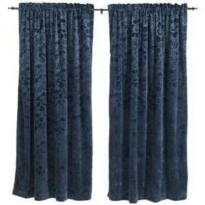   Aribe Embossed Velvet 54 by 84 Inch Curtain Pole Top 2 Pack, Wedgwood