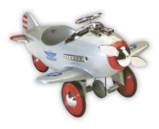 New Retro Airplane Kids Toy Pedal Car Plane   Silver  
