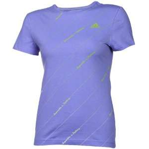  adidas Ladies Purple In Stripes T shirt (Small) Sports 