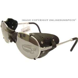 Julbo Drus Sunglasses   Silver Metal Frames with Black Leather Shields 