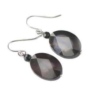  Black Agate Oval Earrings Jewelry