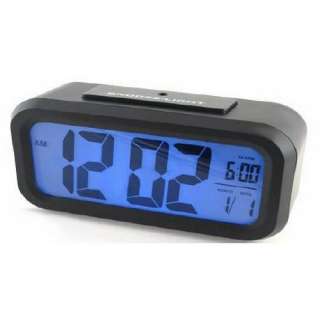 Digital Alarm Clock Snooze LED Large LCD Clear Blue Backlight   Black 