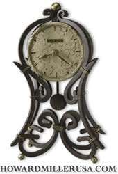 this wrought iron mantel clock is finished in aged iron with antique 