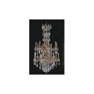   Foyer Chandelier in Antique Pewter with Clear Strass Teardrop crystal
