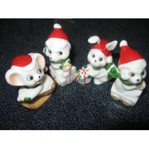   Set of 4 Antique Porcelain Christmas Animal Figurines