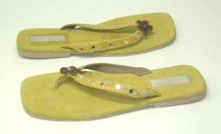 Aqua JULIA Yellow Suede Woman Thong Sandal Sz 37 Eu/7  