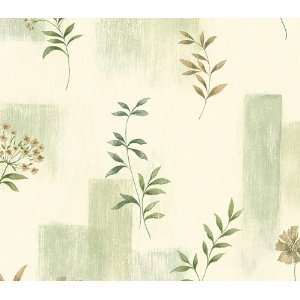  Cream and Sage Oriental Botanical Wallpaper Kitchen 