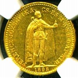 1898 AUSTRIA HUNGARY GOLD COIN 20 KORONA NGC CERTIFIED GENUINE GRADED 