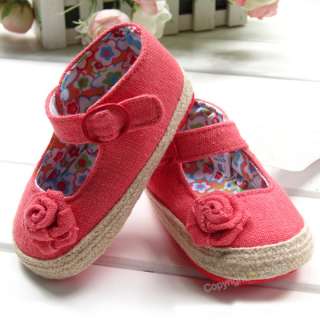 Cute Toddler baby girls Princess red Rose flower Dance shoes Size：US 