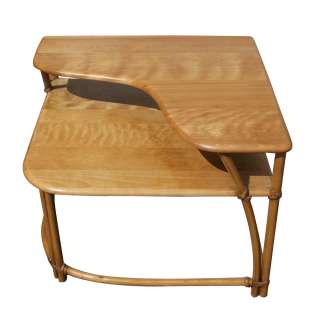   table features wood construction bamboo legs with rattan joints add a