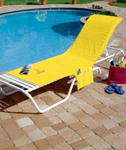 TERRY CLOTH CHAISE LOUNGE BEACH CHAIR COVER TOTE OUTDOOR PATIO POOL 