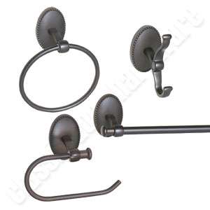 Beaded Oil Rubbed Bronze 4pc Towel Bath Hardware Set  