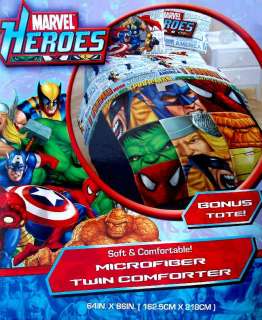 MARVEL HEROES TWIN COMFORTER SHEETS 4PC BEDDING SET NEW  